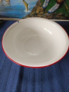 Vintage enameled ware 12 inch bowl, London Brand